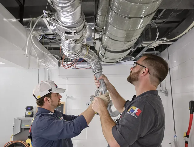 Bristol Air Duct Cleaning technician performing thorough AC duct cleaning in Bristol