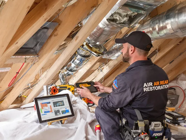 Bristol Air Duct Cleaning technician performing precise duct repair work in Bristol