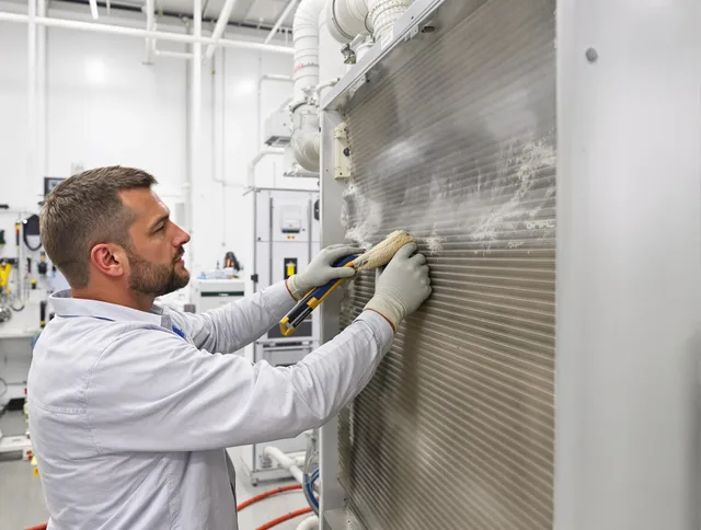 Bristol Air Duct Cleaning technician performing precision commercial coil cleaning at a Bristol business