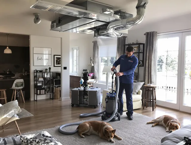 Bristol Air Duct Cleaning technician performing detailed indoor duct cleaning for improved air quality in Bristol